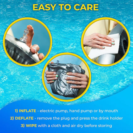 Inflatable pool party floats - Floating pool cup holder - Pool accessories - Silver.