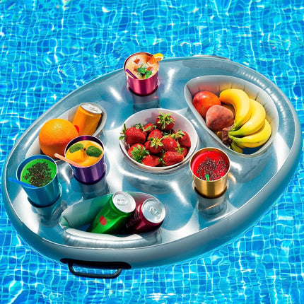 Inflatable pool party floats - Floating pool cup holder - Pool accessories - Silver.