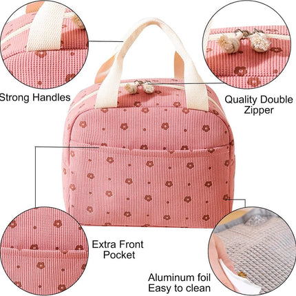 Women's Insulated Lunch Bag - Pink Insulated Bag for Work and School.