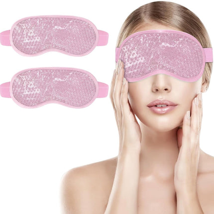 Cooling Eye Masks - Set of 2 - Sleep Eye Masks - Can be used hot or cold - Reusable hot and cold therapeutic gel beads - Relaxing - Gel - Pink - For anti-stress skincare.