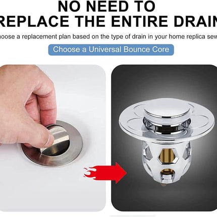 Pop-on sink drain plug - Drain stopper - Drain strainer - Hair catcher - Sink - Drain plugs - Sinks - Bathroom/Kitchen - Hair - Chrome - For 34-40 mm.