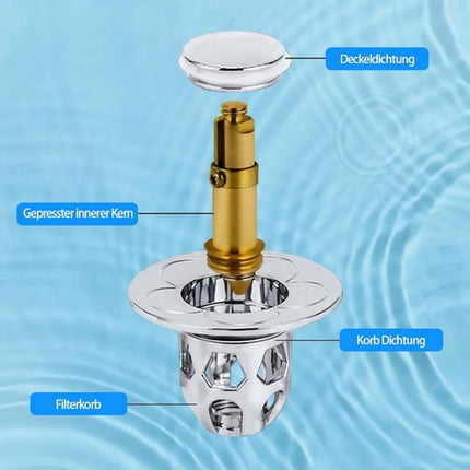 Pop-on sink drain plug - Drain stopper - Drain strainer - Hair catcher - Sink - Drain plugs - Sinks - Bathroom/Kitchen - Hair - Chrome - For 34-40 mm.