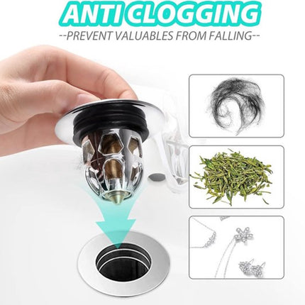Pop-on sink drain plug - Drain stopper - Drain strainer - Hair catcher - Sink - Drain plugs - Sinks - Bathroom/Kitchen - Hair - Chrome - For 34-40 mm.