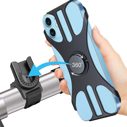 Universal bicycle phone mount, removable, 360-degree adjustable, for smartphones from 4.5 to 0 inches.
