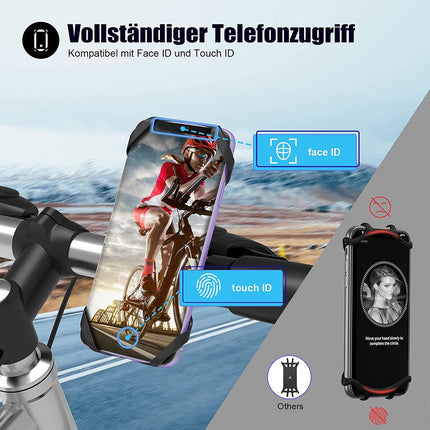 Universal bicycle phone mount, removable, 360-degree adjustable, for smartphones from 4.5 to 0 inches.