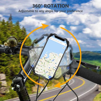 Universal bicycle phone mount, removable, 360-degree adjustable, for smartphones from 4.5 to 0 inches.