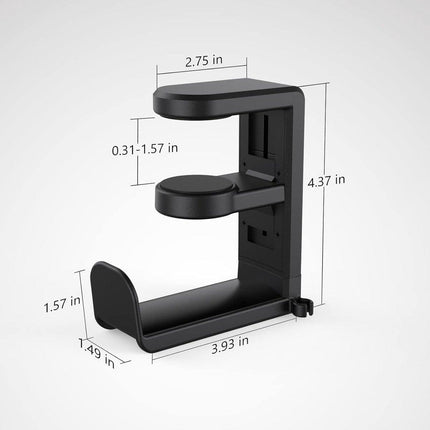 Headset Stand - Headset Holder - Rotating Headset Stand - Gaming Headset Stand - With 360-Degree Rotation and Cable Clip Organizer - Adjustable Clamp Mount Under Desk - Black.