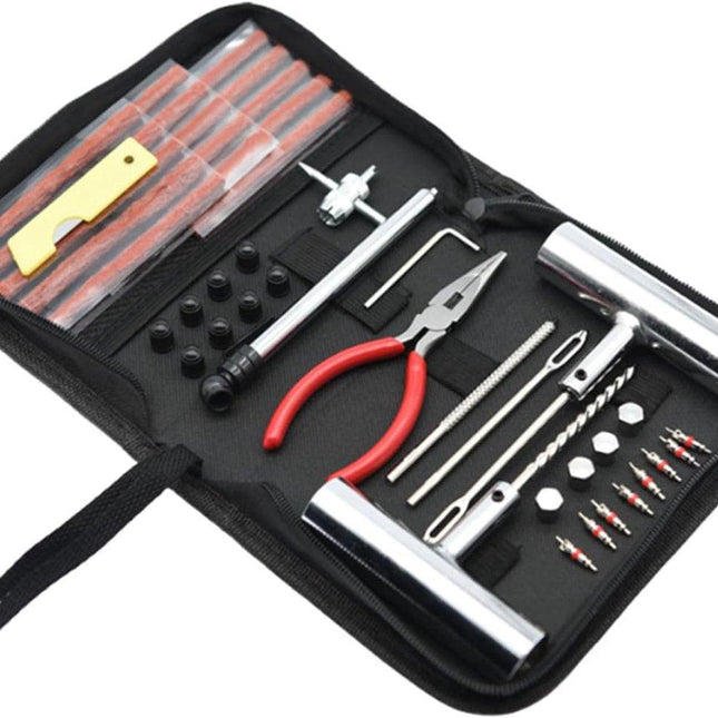 46-piece set - Rim repair kit - for motorcycle, moped or car - Tire repair kit - Complete repair kit for car and motorcycle - 20.5 x 14.5 x 4.5 cm.