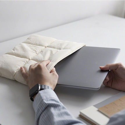 Laptop Bags - Women's Bags - Comfortable and Soft Laptop Sleeve - 13" 14" - Padded Bag with Pillowcase - White.