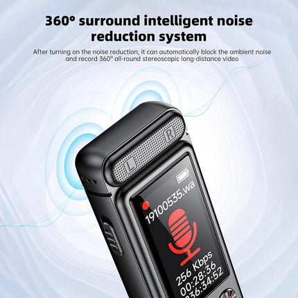 Voice Recorder - Dictaphone - Rechargeable - Portable - Clear Sound - Meetings, Interviews - 64 GB - Black.