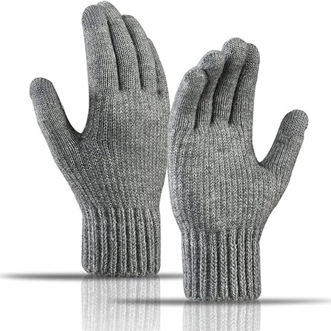 Winter Gloves - Men's Gloves - Warm Winter Gloves - Thick Unisex Gloves - Women's Gloves - Thermal Wool - Knitted Touchscreen Gloves - Perfect for Motorcycling - Outdoor Work - Sports - Christmas - Christmas Gift