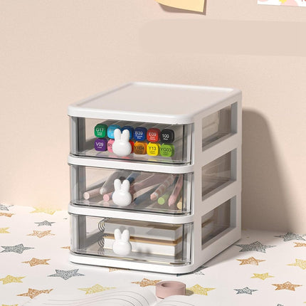Drawer organizer - Pencil holder - Drawer organizer with - Large capacity drawer organizer for books, pens, office supplies and small baby clothing accessories - 3 drawers - White.