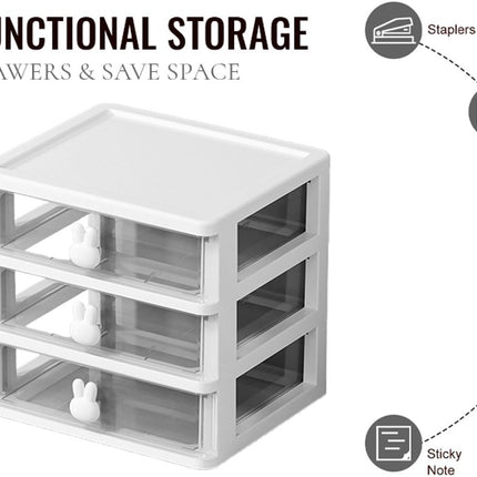 Drawer organizer - Pencil holder - Drawer organizer with - Large capacity drawer organizer for books, pens, office supplies and small baby clothing accessories - 3 drawers - White.