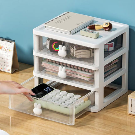 Drawer organizer - Pencil holder - Drawer organizer with - Large capacity drawer organizer for books, pens, office supplies and small baby clothing accessories - 3 drawers - White.
