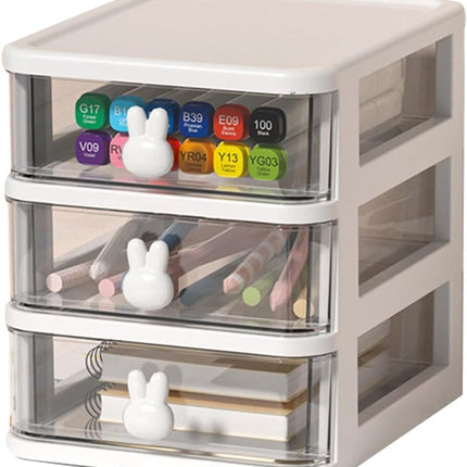 Drawer organizer - Pencil holder - Drawer organizer with - Large capacity drawer organizer for books, pens, office supplies and small baby clothing accessories - 3 drawers - White.