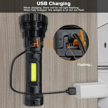 Solar Flashlight - Solar LED Flashlight - USB Rechargeable Solar Flashlight - Emergency Flashlight - 1200 mAh LED Flashlight with 3 Modes - Waterproof LED Flashlight Ideal for Outdoor Fishing Emergencies.
