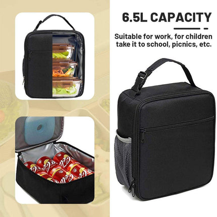Lunch bag - Adult lunch bag - Insulated backpack - Picnic bag - Lunch bag for girls - 6.5L lunch box for boys - Insulated bag - Keeps food fresh - Office - school - picnic (black).