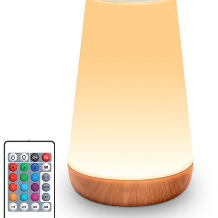 LED Table Lamp - Touch-Sensitive LED Bedside Lamp - Desk Lamp - Dimmable Remote Control with RGB Color Changing - USB Rechargeable - Portable Table Lamp - Bedroom, Living Room, Camping.