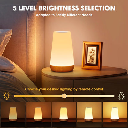 LED Table Lamp - Touch-Sensitive LED Bedside Lamp - Desk Lamp - Dimmable Remote Control with RGB Color Changing - USB Rechargeable - Portable Table Lamp - Bedroom, Living Room, Camping.