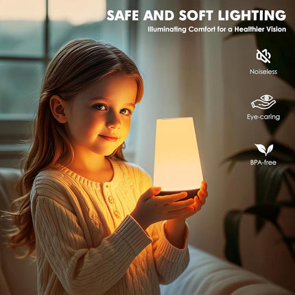 LED Table Lamp - Touch-Sensitive LED Bedside Lamp - Desk Lamp - Dimmable Remote Control with RGB Color Changing - USB Rechargeable - Portable Table Lamp - Bedroom, Living Room, Camping.