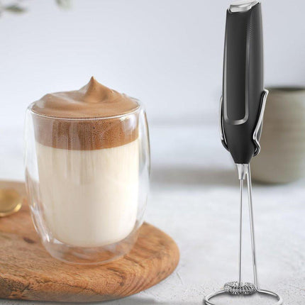 Milk Frother - Milk Frothers - Manual Milk Frother - Electric Milk Frother - Milk Frother with Stand - Functional Beverage Mixer with Stainless Steel Whisk and Stand - For Coffee/Cappuccino.
