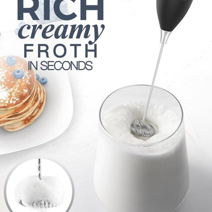Milk Frother - Milk Frothers - Manual Milk Frother - Electric Milk Frother - Milk Frother with Stand - Functional Beverage Mixer with Stainless Steel Whisk and Stand - For Coffee/Cappuccino.