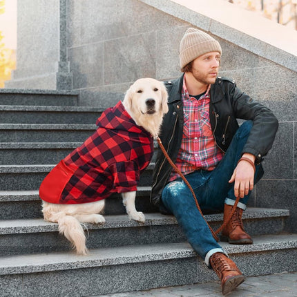 Dog Coat - Plaid Sweater - Warm Dog Coat - Zippered Pockets - Soft Brushed Fleece Hoodie - Winter Coat for Small Dogs - Perfect from Sizes S to 3XL - Warm Dog Clothes - Dog Outerwear.