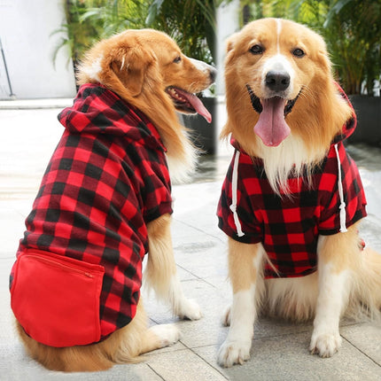 Dog Coat - Plaid Sweater - Warm Dog Coat - Zippered Pockets - Soft Brushed Fleece Hoodie - Winter Coat for Small Dogs - Perfect from Sizes S to 3XL - Warm Dog Clothes - Dog Outerwear.