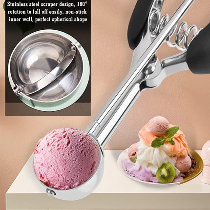 Stainless steel ice cream scoop – Spherical scoop for fruit, cookies and ice cream sorbets.