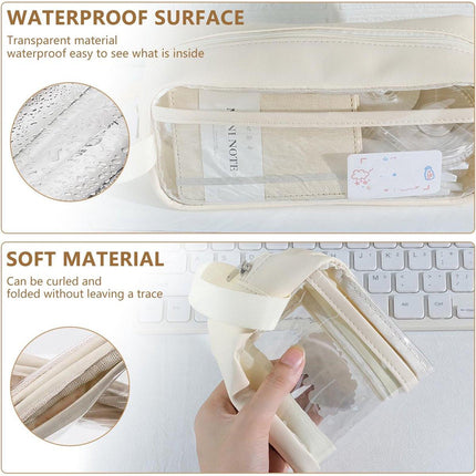 Transparent pencil case - Broken Wit - Groot - 21 x 9 x 7 cm - For School, Boys, Girls and Adults - Pencil Case.
