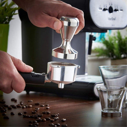 Coffee press - 51 mm coffee press - Ergonomic filter holder - Basis stainless steel espresso press - Coffee maker accessory - For 51 mm filter holders.