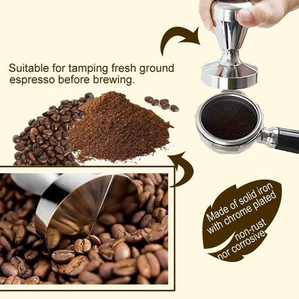 Coffee press - 51 mm coffee press - Ergonomic filter holder - Basis stainless steel espresso press - Coffee maker accessory - For 51 mm filter holders.