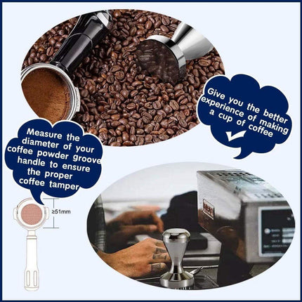 Coffee press - 51 mm coffee press - Ergonomic filter holder - Basis stainless steel espresso press - Coffee maker accessory - For 51 mm filter holders.