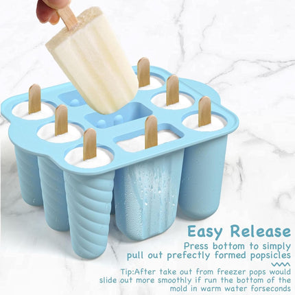 9-Cavity Ice Cream Mold - Silicone Ice Cream Mold - Ice Cream Mold - Reusable Ice Cream Mold - Easy to Disassemble - BPA-Free Ice Cream Maker for Kids - Ice Cream Mold - DIY Ice Cream Mold - Blue.