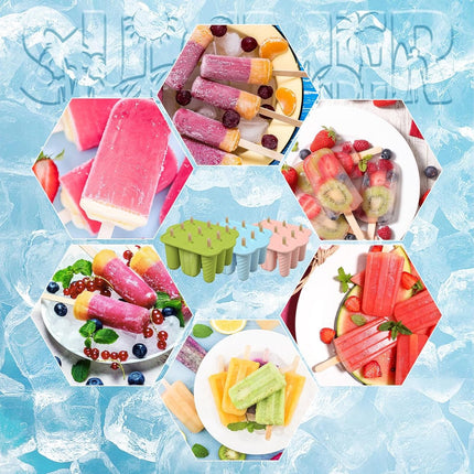 9-Cavity Ice Cream Mold - Silicone Ice Cream Mold - Ice Cream Mold - Reusable Ice Cream Mold - Easy to Disassemble - BPA-Free Ice Cream Maker for Kids - Ice Cream Mold - DIY Ice Cream Mold - Blue.