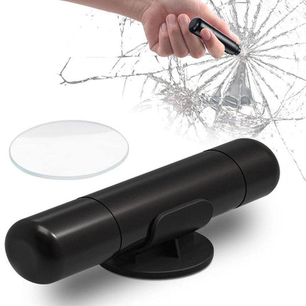 2-in-1 Emergency Car Hammer - Seatbelt Cutter and Window Breaker - Black.