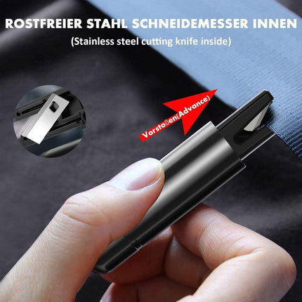 2-in-1 Emergency Car Hammer - Seatbelt Cutter and Window Breaker - Black.