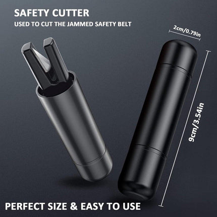 2-in-1 Emergency Car Hammer - Seatbelt Cutter and Window Breaker - Black.