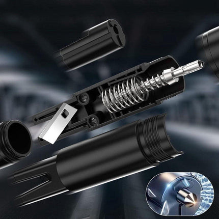 2-in-1 Emergency Car Hammer - Seatbelt Cutter and Window Breaker - Black.