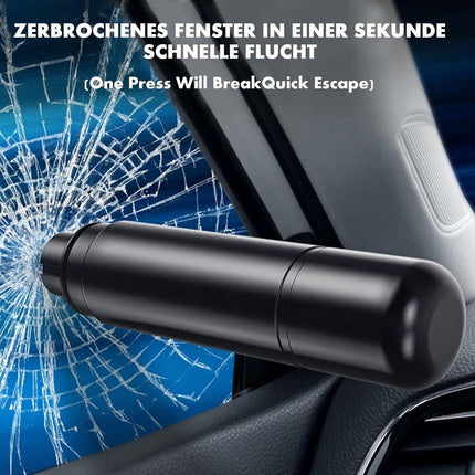 2-in-1 Emergency Car Hammer - Seatbelt Cutter and Window Breaker - Black.