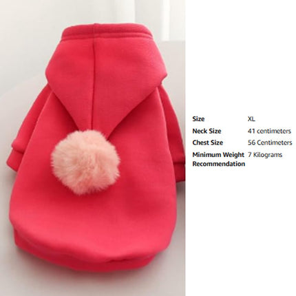 Dog Coat - Cute Fruit Pattern Coat - Warm Dog Coat - Hooded Sweatshirt - Fleece Dog Clothes - Perfect for French Bulldog - Chihuahua - Rose Red - XL - Party Decoration.