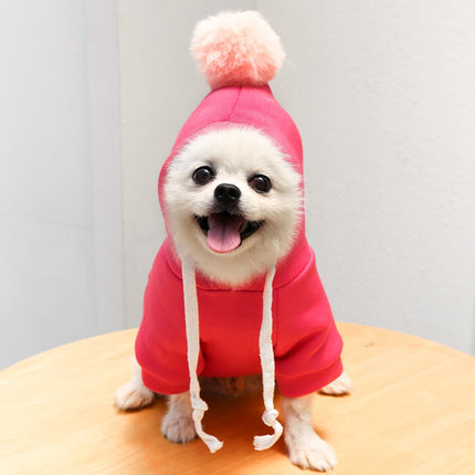 Dog Coat - Cute Fruit Pattern Coat - Warm Dog Coat - Hooded Sweatshirt - Fleece Dog Clothes - Perfect for French Bulldog - Chihuahua - Rose Red - XL - Party Decoration.