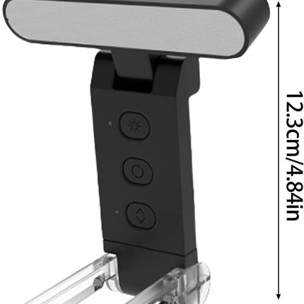 Book Reading Light - LED Reading Light with Clip - Clip-on Spotlight - Rechargeable - 5 Settings - Soft and Silky - Bedside Lamp - For Book / Bedroom / Office - Black.