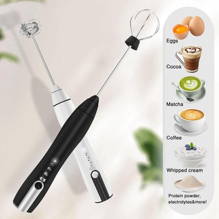 Milk frother - electric milk frother - electric milk frother - milk frother - rechargeable manual milk frother - with 3 speeds for coffee - black frother.