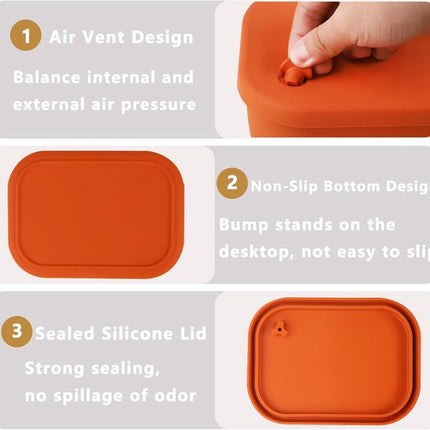 Silicone Lunch Box – For children and adults – Four-compartment lunch box – Leakproof lunch box – For school, picnics and parks (Blue).