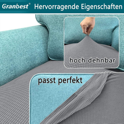 Sofa cover - Winter sofa cover - Stretch sofa cover - Corner sofa cover - Seat cushion - Three-seater sofa cover - Spandex sofa cover - Furniture protector with elastic base - Grey.