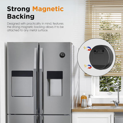Digital Timer - Digital Kitchen Timer - Smart Timer - LED Display - Magnetic - 360° Rotation - BBQ Alarm Clock - Silver.
