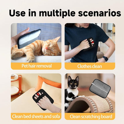 Gloves - Cat - Dog - Pet Hair Removal Gloves - 2 Static Electric Gloves - Reusable - Suitable for Sofas, Furniture, Carpets, Curtains and Car Seats - Black.