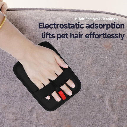 Gloves - Cat - Dog - Pet Hair Removal Gloves - 2 Static Electric Gloves - Reusable - Suitable for Sofas, Furniture, Carpets, Curtains and Car Seats - Black.