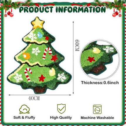 Rugs - Christmas Kitchen Rugs - Snowman and Gingerbread Man Rugs - Christmas Tree Bath Mats - Non-Slip Doormats - Winter Rugs - Perfect for the Bathroom - Home Decor - Party Decorations - Christmas.